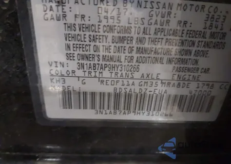 2017 Nissan Sentra Sv from USA, damaged, VIN 3N1AB7AP9HY310266